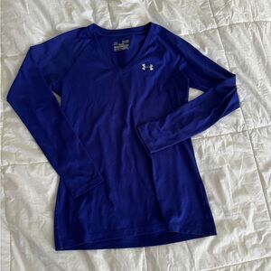 Under Armour Women's V-Neck Heatgear Long-sleeve T-Shirt Size XS PURPLE